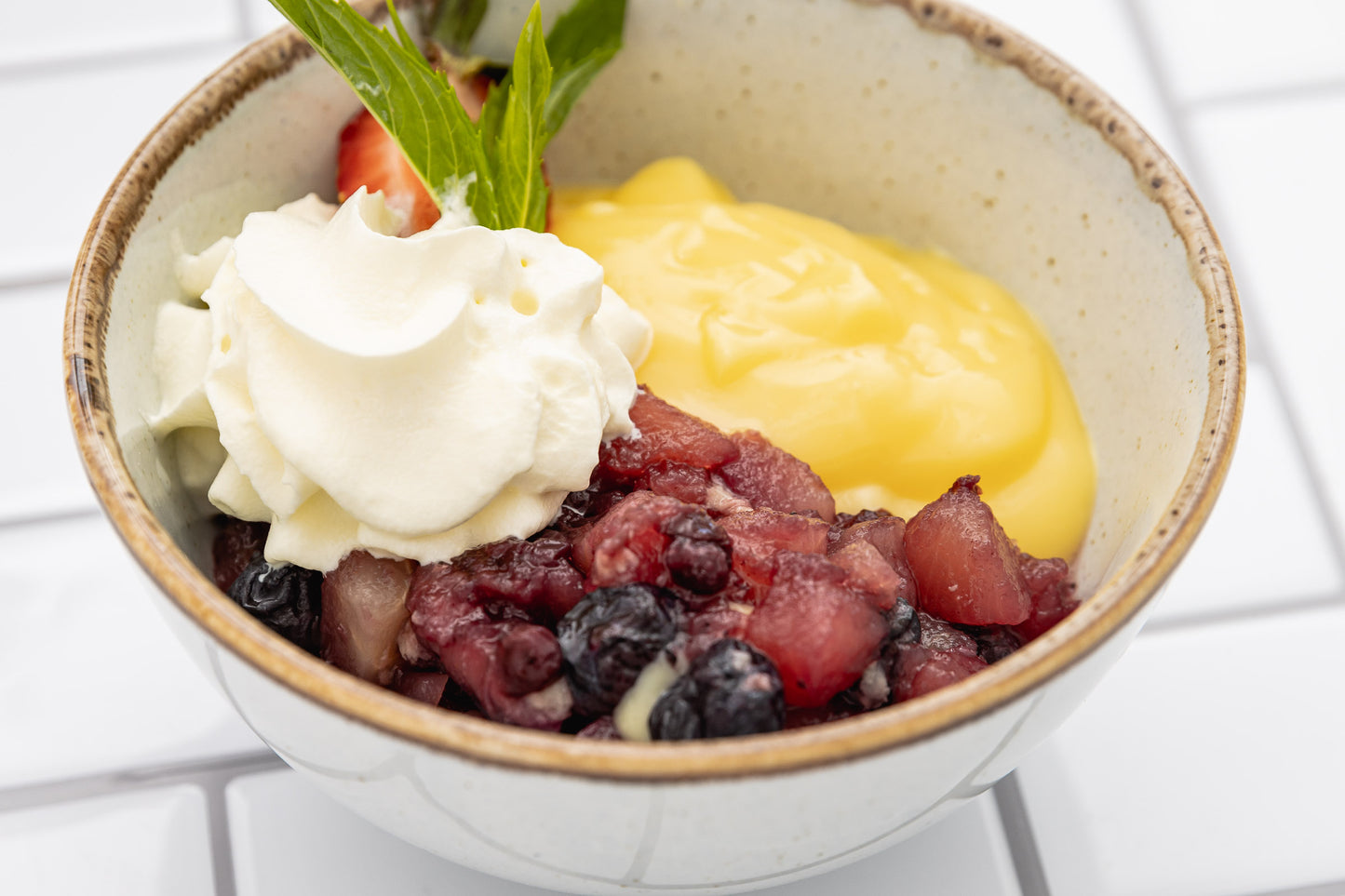 Apple & Blueberries and Custard