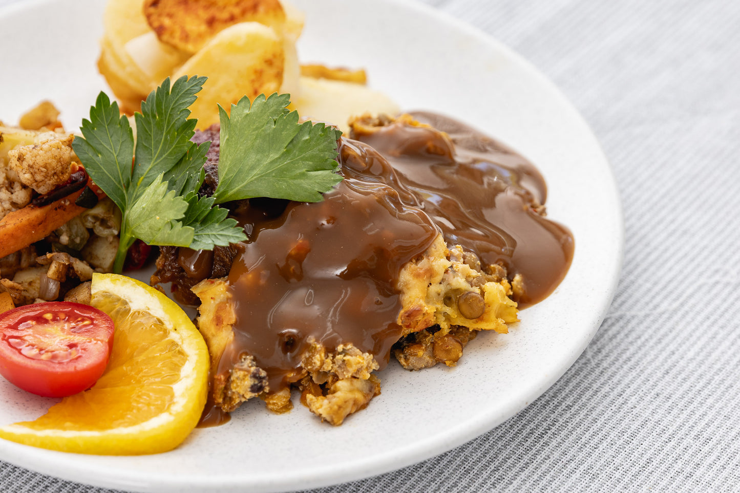 Lentil Roast with Gravy & Cranberry